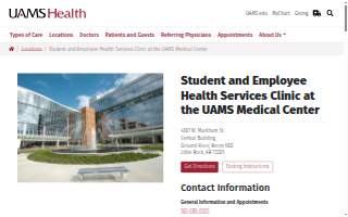 UAMS Health - Student and Employee Health Services Clinic website