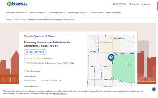 Freeway Insurance of Arlington website