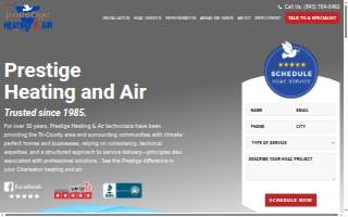 Prestige Heating & Air Conditioning website