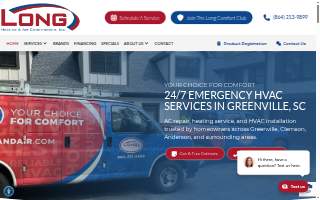 Long Heating & Air Conditioning Inc. website