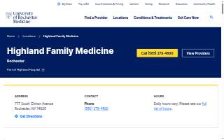 UR Medicine Primary Care – Highland Family Medicine website