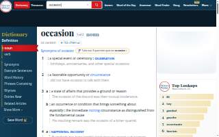 Occasions Caterers website