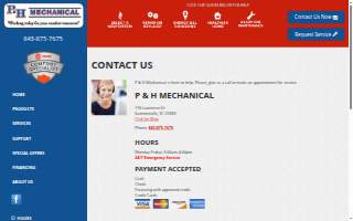 P & H Mechanical website