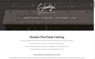 Shashy's Bakery and Fine Foods website
