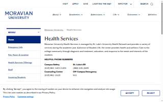 Moravian College Health Center website