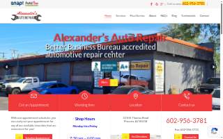 Alexanders Auto Repair website