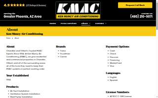 Ken Muncy Air Conditioning of Phoenix website