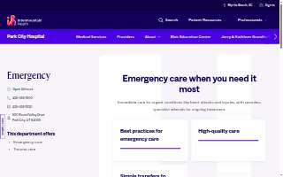 Intermountain Health Park City Hospital Emergency Services website