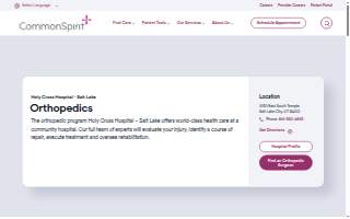 Holy Cross Hospital - Salt Lake Orthopedics website