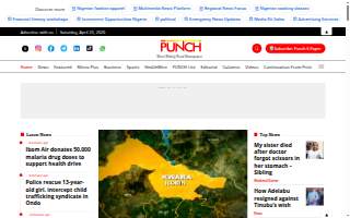 Punch Fitness Center website