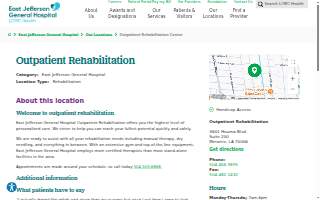East Jefferson General Hospital Rehabilitation website