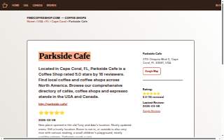 Parkside Cafe website