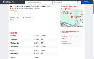 Burlingame Road Animal Hospital website