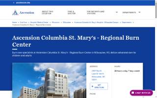 Ascension Columbia St. Mary's - Regional Burn Center website