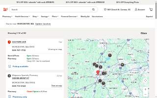 Walgreens Pharmacy of Worcester website