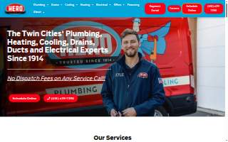 Hero: Plumbing, Heating, Cooling, Drains, Ducts & Electrical website