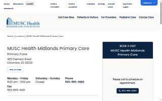 MUSC Health Midlands Primary Care website