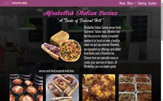 Mirabellas Italian Cucina website