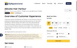 Elévate Hair Parlour website