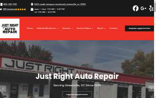 Just Right Auto Repair of Greenville website