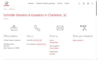 Schindler Elevators & Escalators in Charleston website