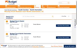 Budget Truck Rental of North Charleston website