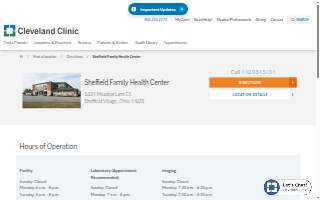 Cleveland Clinic Sheffield Family Health Center website