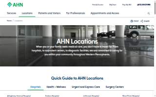 Allegheny General Hospital Outpatient Services website