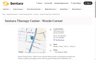 Sentara Therapy Center - Wards Corner website