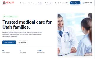 Medallus Urgent Care Holladay website