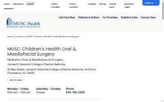MUSC Children's Health Oral & Maxillofacial Surgery website