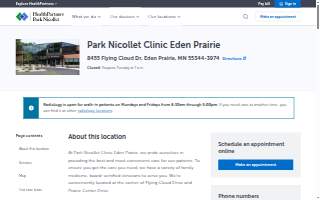 Park Nicollet Clinic Eden Prairie website