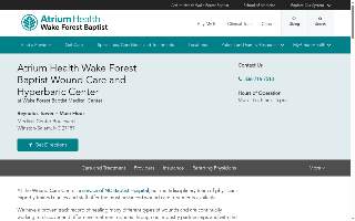 Atrium Health Wake Forest Baptist Wound Care and Hyperbaric Center website