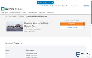 Cleveland Clinic Rehabilitation Hospital, Avon website