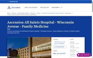 Ascension All Saints Hospital - Wisconsin Avenue - Family Medicine website