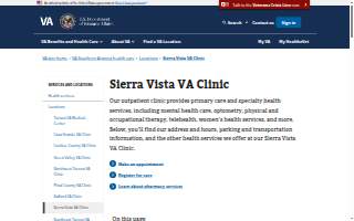 Sierra Vista VA Clinic website
