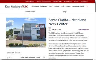 Keck Medicine of USC - Head and Neck Center - Santa Clarita website