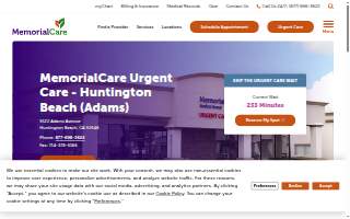 MemorialCare Urgent Care - Huntington Beach (Adams) website