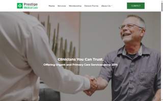 Prestige Urgent Care website