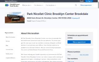 Park Nicollet Clinic Brooklyn Center Brookdale website