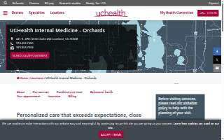 UCHealth Internal Medicine - Orchards website