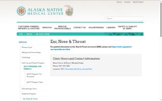 Alaska Native Medical Center ENT and Audiology Clinics website