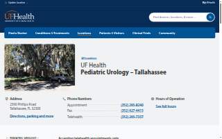 UF Health Pediatric Urology - Tallahassee website