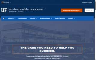 UF Student Health Care Center - Shands Hospital website