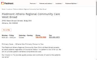 Piedmont Athens Regional Community Care West Broad website