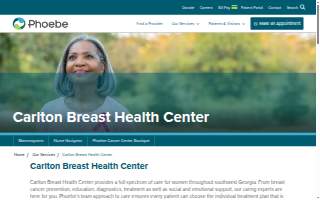 Carlton Breast Health Center at Phoebe Putney Memorial Hospital website