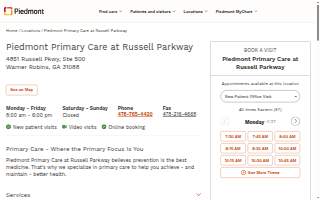 Piedmont Primary Care at Russell Parkway website