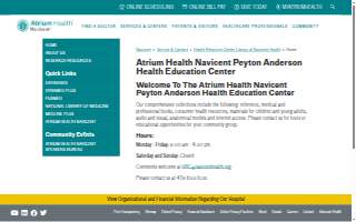 Atrium Health Navicent Peyton Anderson Health Education Center website