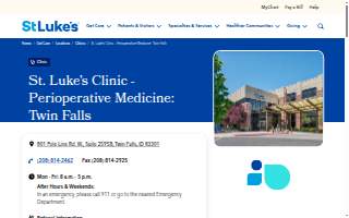St. Luke's Clinic - Perioperative Medicine: Twin Falls website