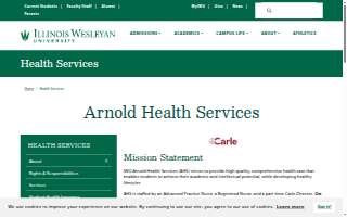 Illinois Wesleyan Arnold Health and Counseling Services website